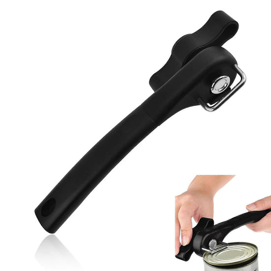 Manual Stainless Steel Can Opener, No Sharp Edges, Black, Restaurant & Kitchen Use