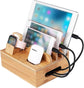 Bamboo Phone Charging Organizer, Bedside Desktop Dock