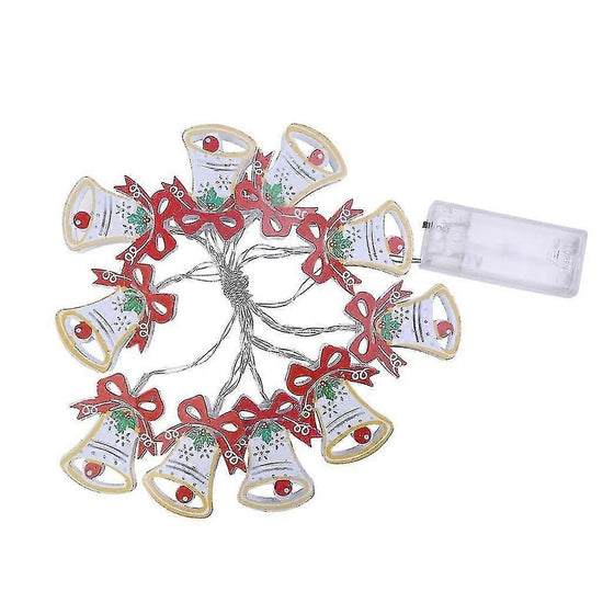 Colorful Bell LED String Lights, 10 LEDs, Battery Powered Christmas Decor