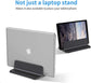 Vertical Aluminum Laptop Stand, Adjustable Desk Holder, Black