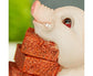 Lovely Moving Brick Reading Book Pig Ornament Home Desktop Decor Resin Craft-5