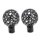 2pcs Curtain Rod Ends, Black Hollow Decorative Finials for Drapes
