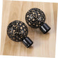 2pcs Curtain Rod Ends, Black Hollow Decorative Finials for Drapes