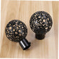 2pcs Curtain Rod Ends, Black Hollow Decorative Finials for Drapes