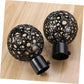 2pcs Curtain Rod Ends, Black Hollow Decorative Finials for Drapes