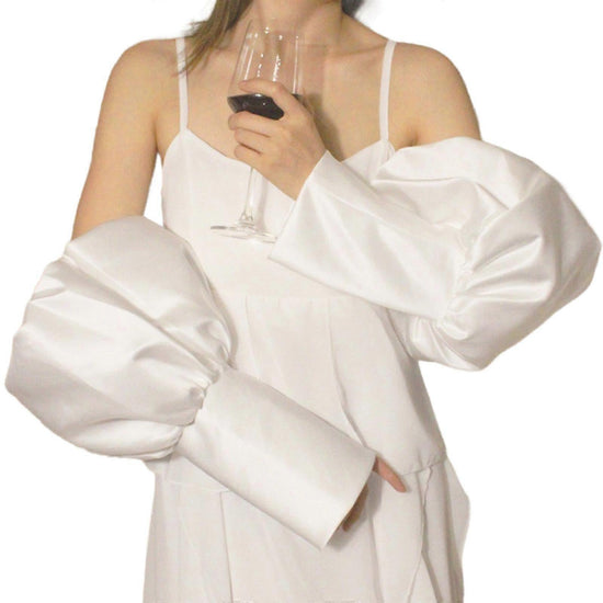 Detachable Wedding Arm Sleeves White Ruffle Bridal Gloves