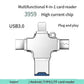 4-in-1 Memory Card Reader: Type-C OTG for iPhone/Laptop/PC, iOS & USB-A