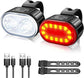 IPX4 Waterproof USB Rechargeable Bike Light Set - Front & Rear for Road Bike