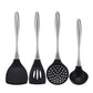 Reusable Kitchen Utensil Set - Non-Stick, Black, Stainless Steel & Silicone