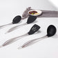Reusable Kitchen Utensil Set - Non-Stick, Black, Stainless Steel & Silicone
