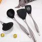 Reusable Kitchen Utensil Set - Non-Stick, Black, Stainless Steel & Silicone