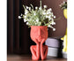 Human Think Face Ceramic Home Plants Flower Pot Vase Planter Tabletop Decoration-Red