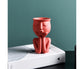 Human Think Face Ceramic Home Plants Flower Pot Vase Planter Tabletop Decoration-Red