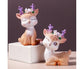 Cartoon Small Deer Resin Reindeer Craft Miniature Desktop Ornaments Car Decor- B