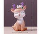 Cartoon Small Deer Resin Reindeer Craft Miniature Desktop Ornaments Car Decor- B