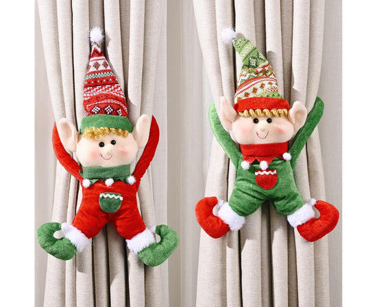 Cartoon Curtain Buckle Door Handle Pendant Holiday Decor Christmas Ornament Gift-Red