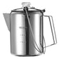 1.2L 9-Cup Stainless Steel Camping Percolator Coffee Pot Stovetop Coffee Maker 1Pc