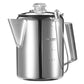 1.2L 9-Cup Stainless Steel Camping Percolator Coffee Pot Stovetop Coffee Maker 1Pc
