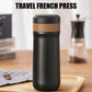 Insulated French Press Pot 320ml Outdoor Travel Portable Stainless Steel Insulated French Press Pot Tea Maker Hand-Poured Coffee Insulation Pot Teapot Black