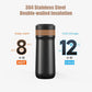 Insulated French Press Pot 320ml Outdoor Travel Portable Stainless Steel Insulated French Press Pot Tea Maker Hand-Poured Coffee Insulation Pot Teapot Black