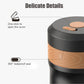 Insulated French Press Pot 320ml Outdoor Travel Portable Stainless Steel Insulated French Press Pot Tea Maker Hand-Poured Coffee Insulation Pot Teapot Black