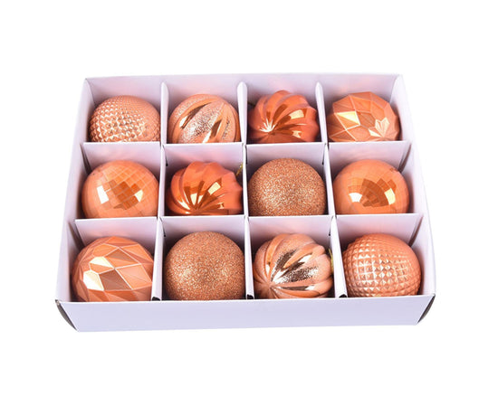 12Pcs Xmas Tree Decorative Ball Hanging Pendant Home Ornaments New Year Gift-Antique Brass