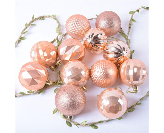 12Pcs Xmas Tree Decorative Ball Hanging Pendant Home Ornaments New Year Gift-Antique Brass