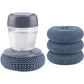 Dishwashing Brush Press Type Liquid Multifunctional Pot Cleaning with Balls (Blue)