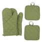 4-Piece High-Temp Resistant Kitchen Cotton Gloves and Pot Holders (Green)