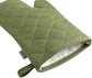4-Piece High-Temp Resistant Kitchen Cotton Gloves and Pot Holders (Green)