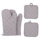 4-Piece High-Temp Resistant Kitchen Cotton Gloves and Pot Holders (Gray)