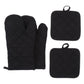 4-Piece High-Temp Resistant Kitchen Cotton Gloves and Pot Holders (Black)
