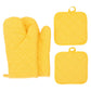4-Piece High-Temp Resistant Kitchen Cotton Gloves and Pot Holders (Yellow)