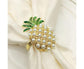 6Pcs Napkin Rings Pineapple Shape Faux Pearl Beaded Restaurant Hotel Table Decor-Silver