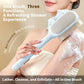 3-in-1 Multi-Functional Long-Handled Bath Brush, Combining Bath Sponge, Soft-Bristle Brush, and Washcloth in One, Home Exfoliating Bath Brush, Back Scrubber - Blue
