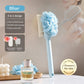 3-in-1 Multi-Functional Long-Handled Bath Brush, Combining Bath Sponge, Soft-Bristle Brush, and Washcloth in One, Home Exfoliating Bath Brush, Back Scrubber - Blue