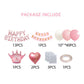 Birthday Party Decor Set: “HAPPY BIRTHDAY” Balloons + Bunting + Crown Set, Birthday Party Decor - Pink Set