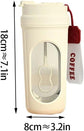Electric Automatic Mixing Cup, One-Button Shaker Cup, Food-Grade Portable Coffee/Water Cup with Dual Spouts, Type-C Charging, Portable Leak-Proof Electric Mixing Cup with Carrying Strap—White
