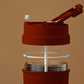 Electric Automatic Mixing Cup, One-Button Shaker Cup, Food-Grade Portable Coffee/Water Cup with Dual Spouts, Type-C Charging, Portable Leak-Proof Electric Mixing Cup with Carrying Strap—Red