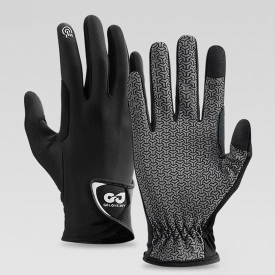 Equestrian Riding Gloves, Full-Palm Silicone Anti-Slip & Durable Touchscreen Model, Ice-Silk Cooling, Breathable, and UV-Protective, Suitable for Outdoor Sports, Driving, and Training—Black-M