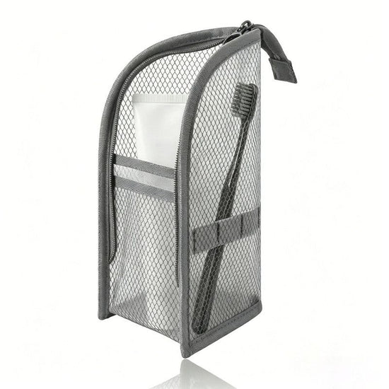Stand-Up Breathable Mesh Toiletry Organizer, Multifunctional Waterproof Travel Cosmetic Bag, Travel Cosmetic Bag - Gray