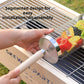 Food-grade stainless steel rotisserie skewer, 360° rotatable, with heat-resistant wooden handle—outdoor camping barbecue tool (Small)