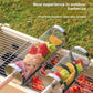 Food-grade stainless steel rotisserie skewer, 360° rotatable, with heat-resistant wooden handle—outdoor camping barbecue tool (Small)
