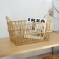 Handwoven paper rope storage basket with a rectangular design and two handles; perfect for organizing desk clutter, snacks, and cosmetics; Bohemian-style storage basket