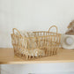 Handwoven paper rope storage basket with a rectangular design and two handles; perfect for organizing desk clutter, snacks, and cosmetics; Bohemian-style storage basket