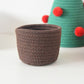 Christmas-themed cotton yarn woven storage basket, Christmas tree-shaped desktop storage box with lid, entryway key and remote control holder - cosmetic storage box - red