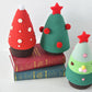 Christmas-themed cotton yarn woven storage basket, Christmas tree-shaped desktop storage box with lid, entryway key and remote control holder - cosmetic storage box - red