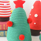 Christmas-themed cotton yarn woven storage basket, Christmas tree-shaped desktop storage box with lid, entryway key and remote control holder - cosmetic storage box - red