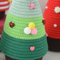Christmas-themed cotton yarn woven storage basket, Christmas tree-shaped desktop storage box with lid, entryway key and remote control organizer - cosmetic storage box - green