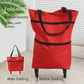 Foldable Shopping Trolley with Wheels, Portable Large-Capacity Oxford Cloth Shopping Cart, Home Delivery Cart - Red